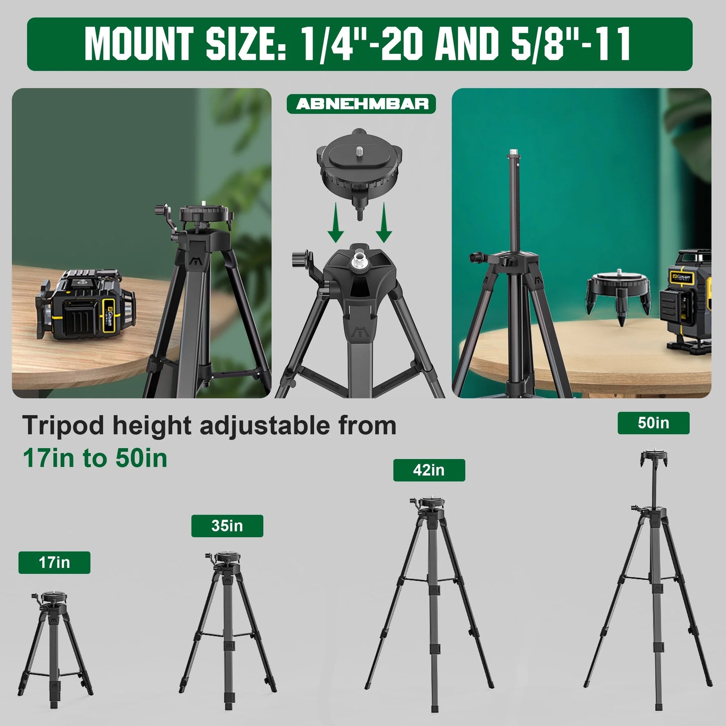 Gisam Laser Level with Tripod , 4x360? Self-Leveling Green Cross Line 4D Laser Tool with Remote Control & 2* 4800mAh Battery