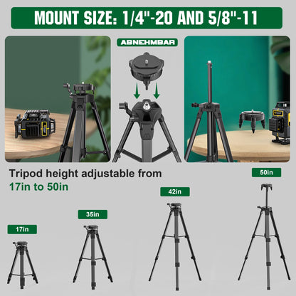 Gisam Laser Level with Tripod , 4x360? Self-Leveling Green Cross Line 4D Laser Tool with Remote Control & 2* 4800mAh Battery