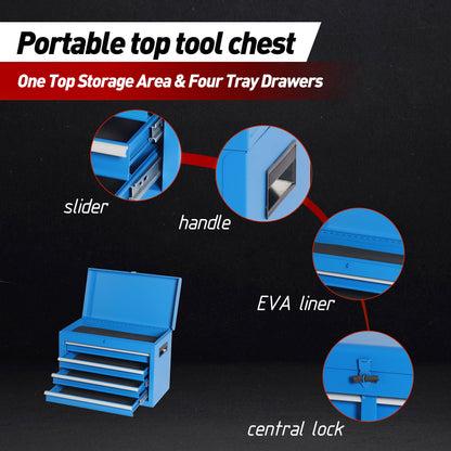 Tool Chest, 5-Drawer Rolling Tool Storage Cabinet with Detachable Top Tool Box