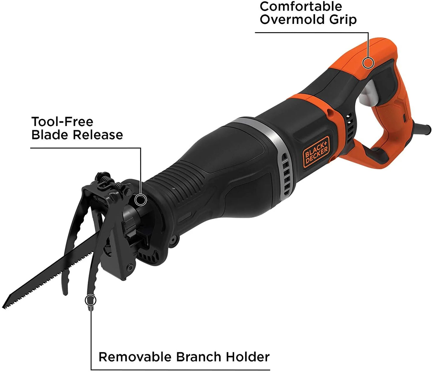 BLACK+DECKER BES301K 7 Amp Reciprocating Saw with Removeable Branch Holder