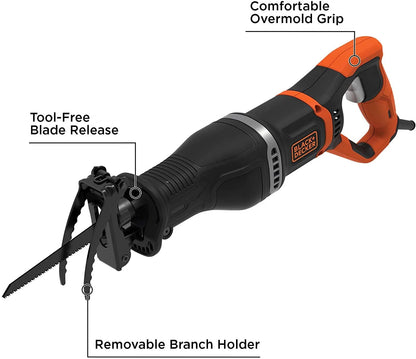 BLACK+DECKER BES301K 7 Amp Reciprocating Saw with Removeable Branch Holder
