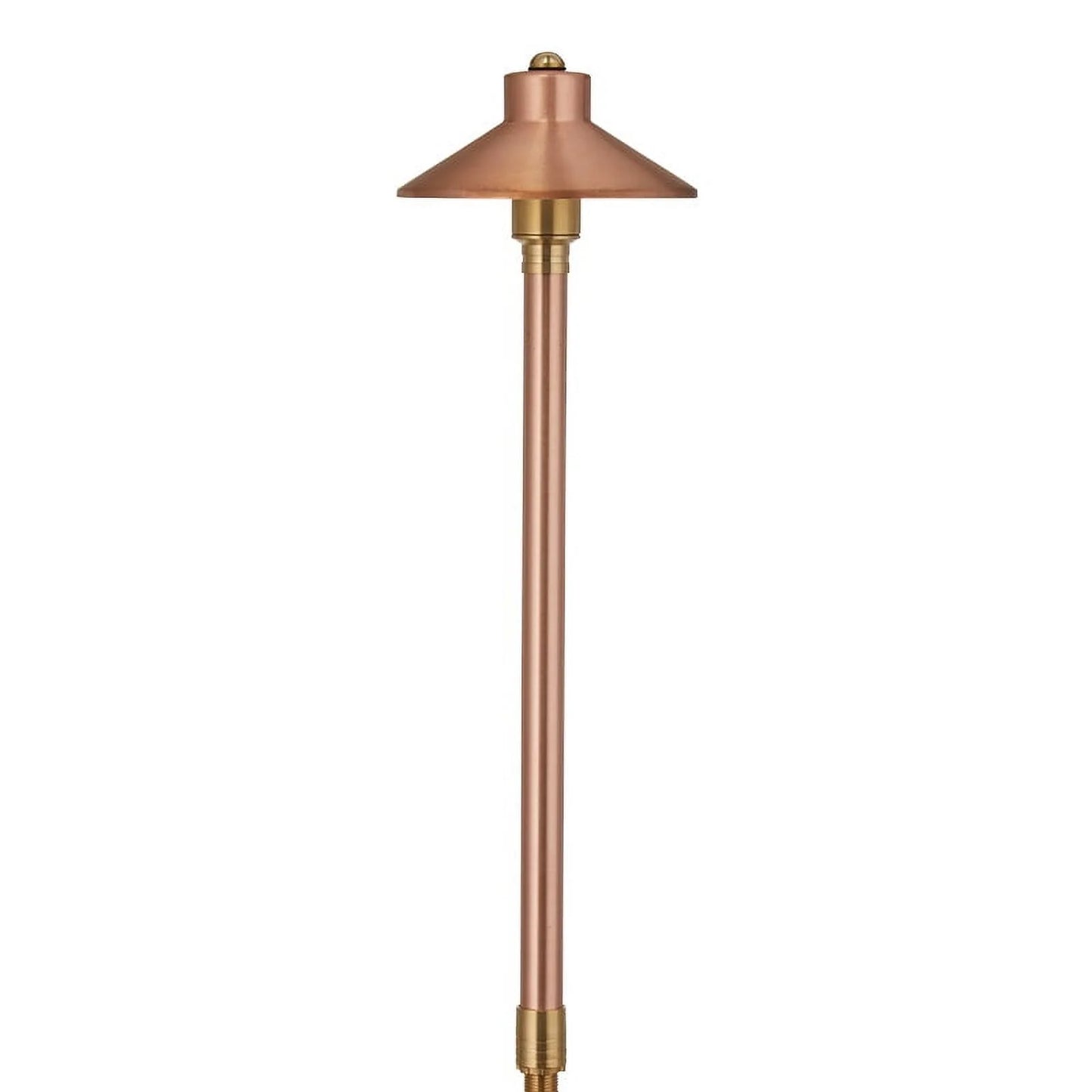 VOLT Flat Hat 12V Brass Path Light (7" Shade, 25" Tall)