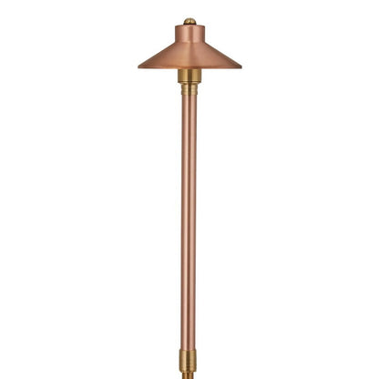 VOLT Flat Hat 12V Brass Path Light (7" Shade, 25" Tall)