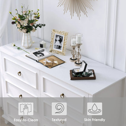 Homfa 6 Drawers Double Dresser, 47'' Wide Storage Cabinet Chest of Drawer for Bedroom Living Room, White