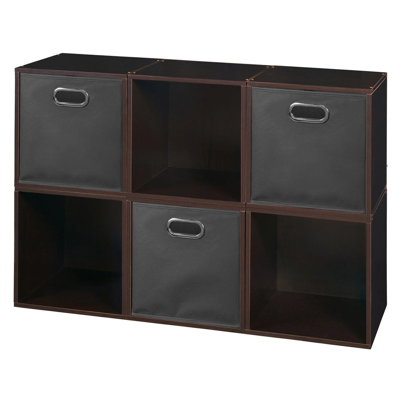 Niche PC6PKWH3TOTETL Cubo Storage Set with 6 Cubes & 3 Canvas Bins, White Wood Grain & Teal