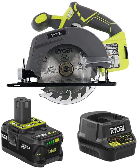 RYOBI 18-Volt Cordless 5 12inch Circular Saw Kit with a 4Ah Battery and Charger (No Retail Packaging)