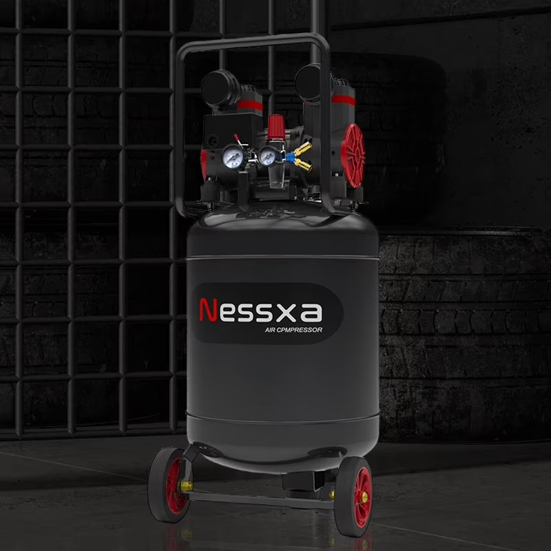 14-Gallon ultra-quiet air compressor 70dB, 2HP horsepower, 8.75CFM flow, maximum 116PSI pressure, oil-free design, 110V voltage, suitable for car repair, painting, and carpentry nailing operations
