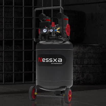 14-Gallon ultra-quiet air compressor 70dB, 2HP horsepower, 8.75CFM flow, maximum 116PSI pressure, oil-free design, 110V voltage, suitable for car repair, painting, and carpentry nailing operations