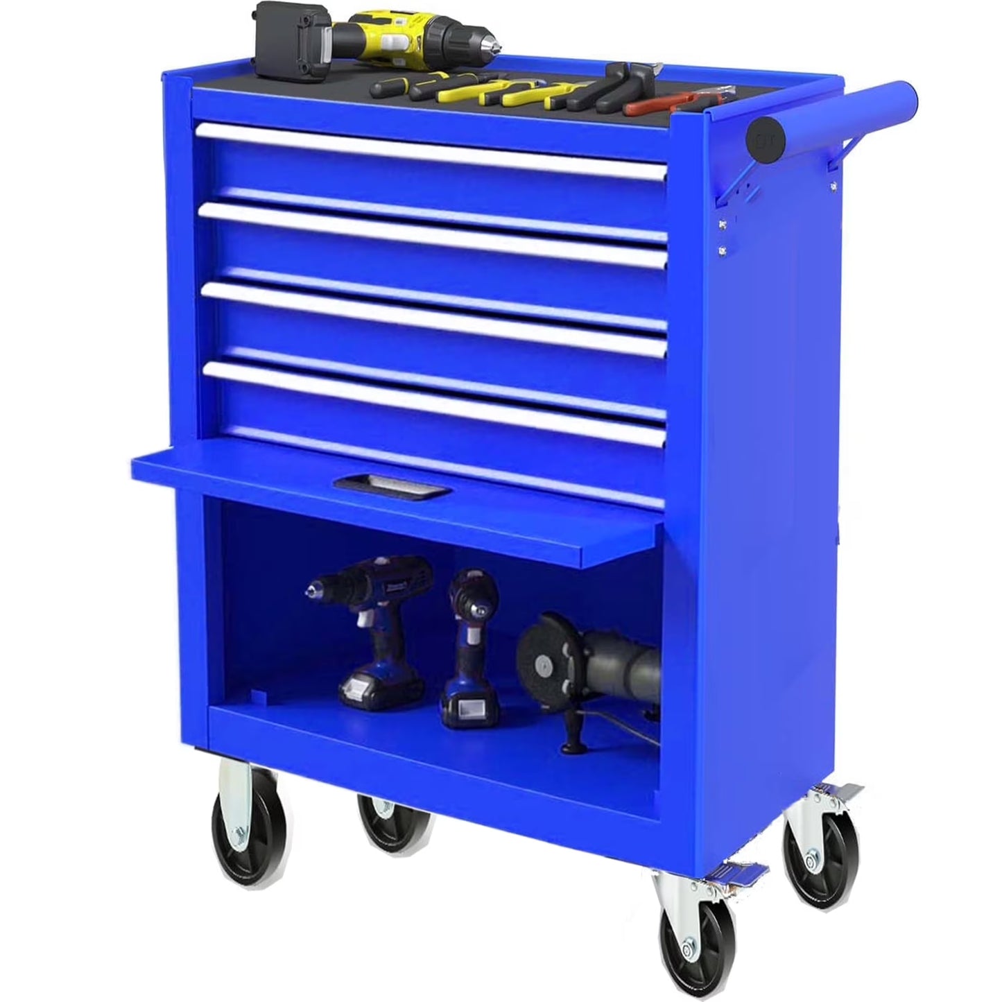 POWANLI Drawer Rolling Tool Chest with Wheels, Steel Orange, 24.25" 48.5 lb