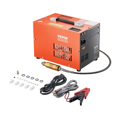 VEVOR PCP Air Compressor, 4500PSI/30Mpa Portable PCP Airgun Compressor with Built-in Converter & Fan Cooling System, DC12V/AC120V Manual-Stop Air Rifle, Paintball and Scuba Tank Compressor Pump