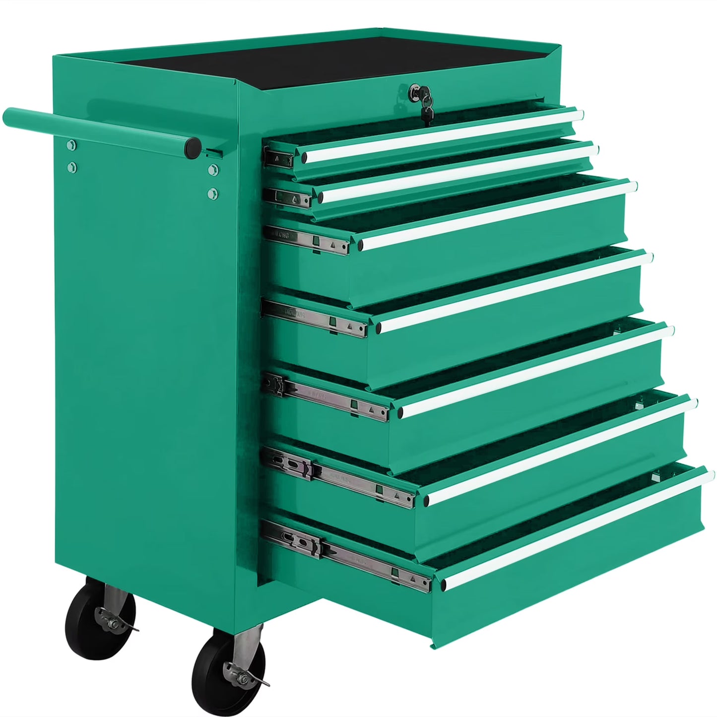 Aukfa Tool Chest, 24.5 in 7-Drawer Steel Rolling Tool Box on Wheels for Workshop Garage, Red