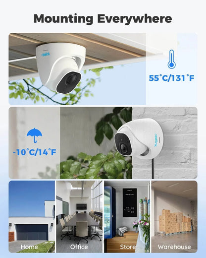 Reolink 8CH 5MP Outdoor PoE Security Camera System,4pcs Wired Surveillance Camera 2TB HDD 24/7 Recording Remote Access,RLK8-520D4