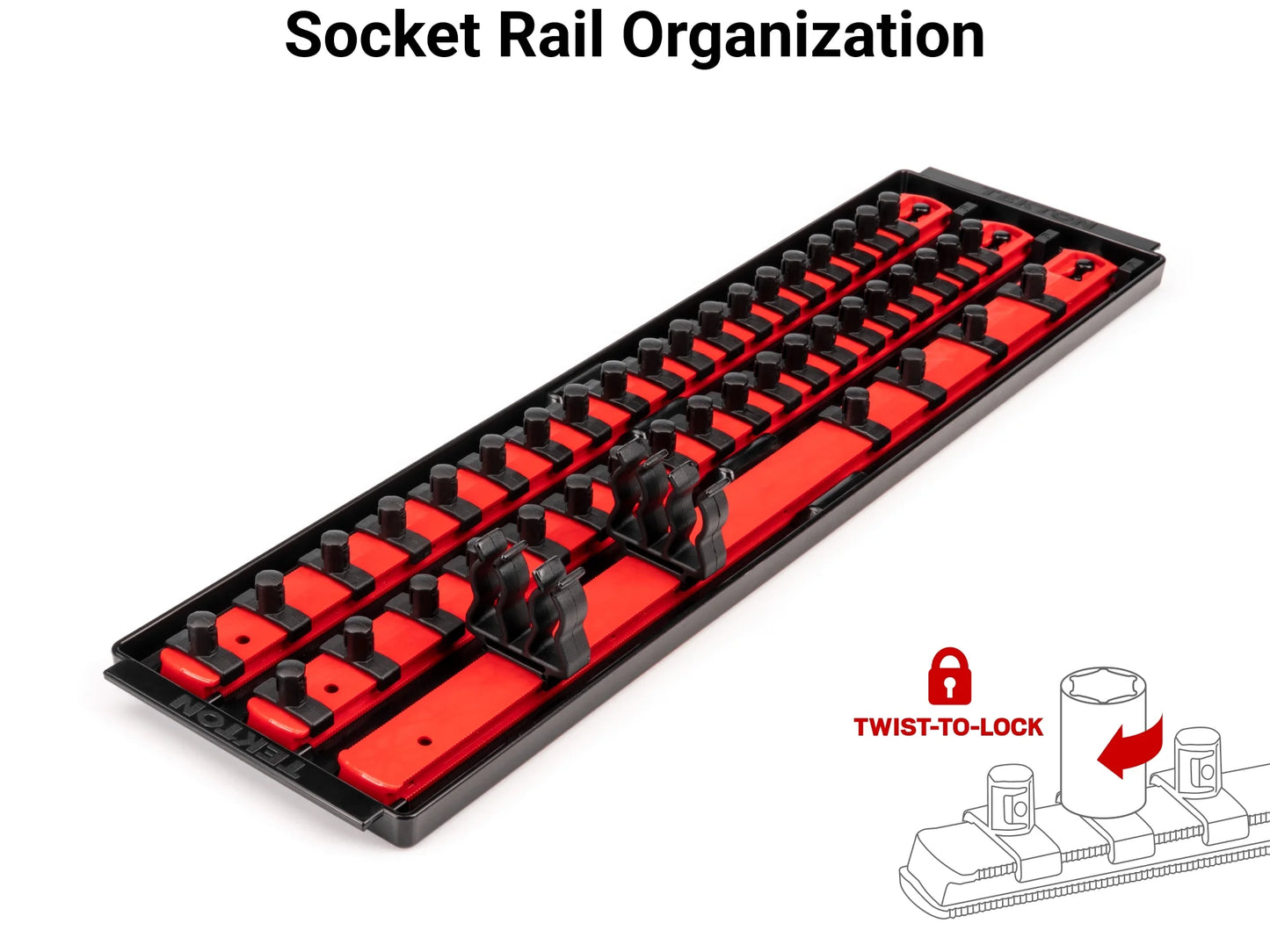 TEKTON 3/8 Inch Drive 12-Point Socket and Ratchet Set with Rails, 44-Piece (6-24 mm) | SKT13202