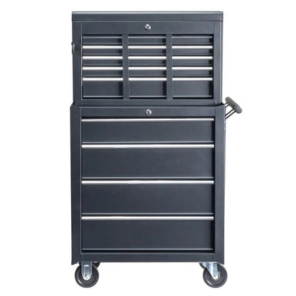 Heavy-Duty Steel Tool Box with 5 Drawers - 24" Black Rolling Tool Chest Cabinet for Garage & Workshop (Lockable, 150lb Capacity)