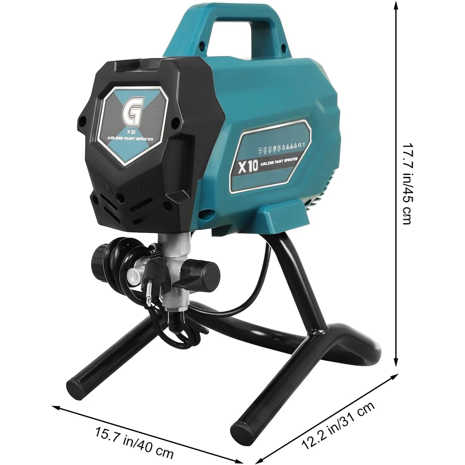 Telyswee 750W Airless Paint Sprayer, 3300 PSI Stand Airless Sprayer, High Efficiency Electric Paint Sprayer for Up to 10 Gallon DIY Painting Projects House Exterior Fence Deck