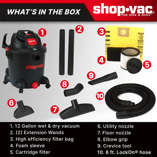 Shop-Vac 12 Gallon 5.5 PHP Wet Dry Vacuum (w/SVX2 Technology)