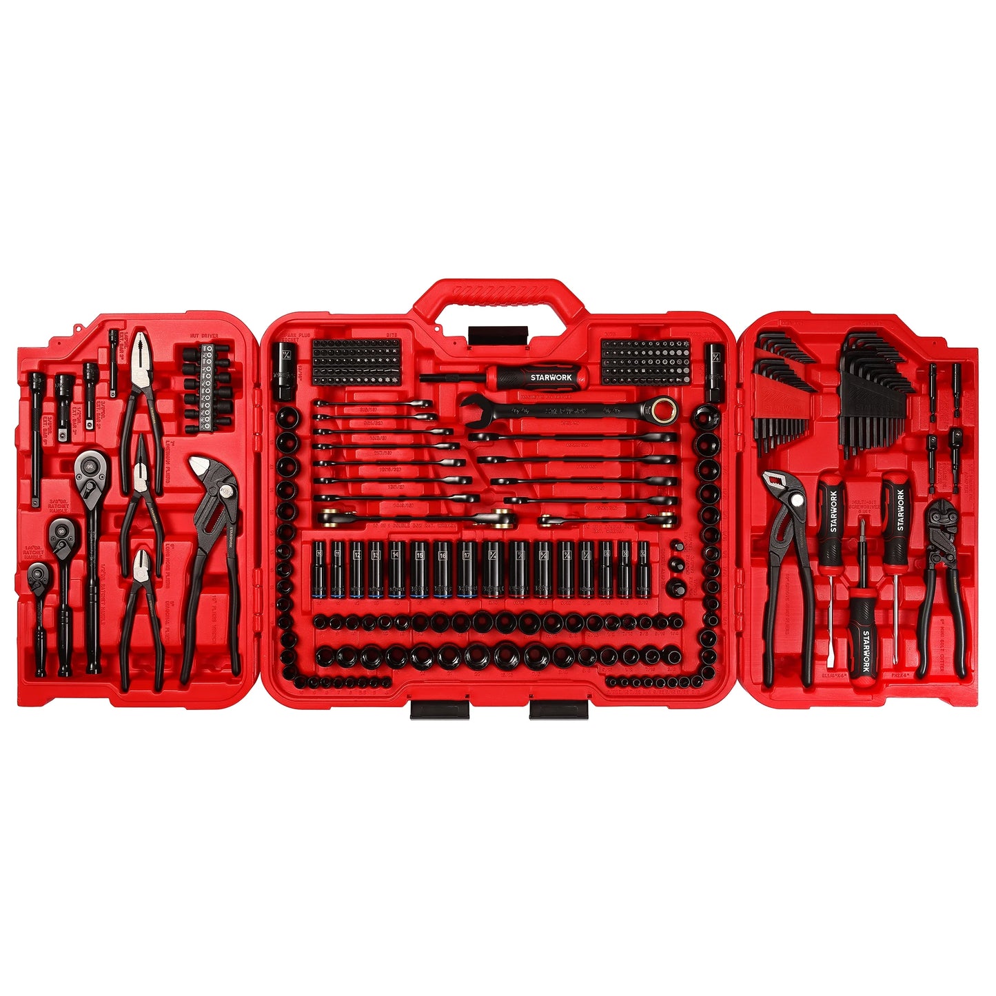 STARWORK TRUE MECHANIC 312-Piece Mechanics Tool Set and Socket Set, ProfessionalPliers Wrench Version SAE/Metric