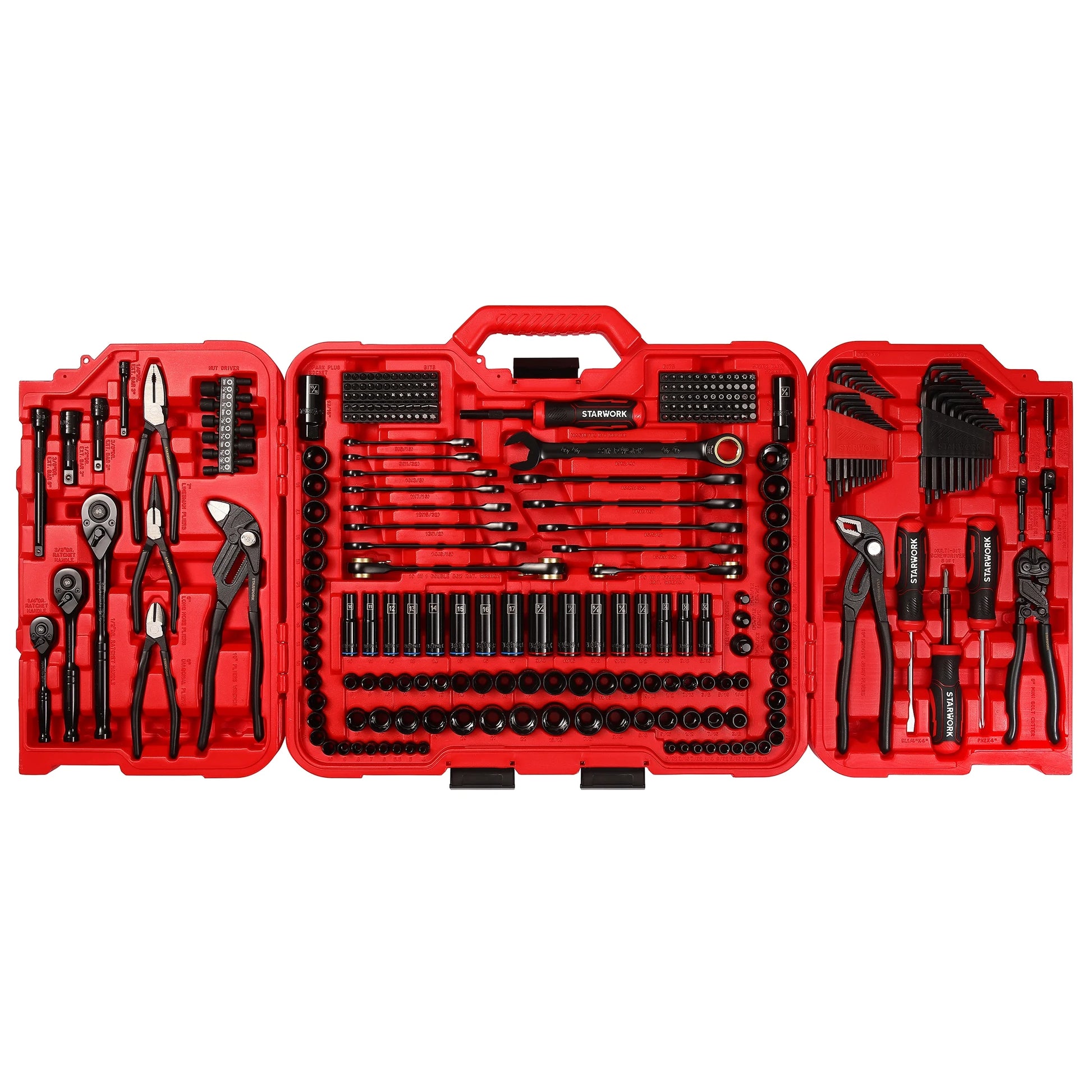 STARWORK TRUE MECHANIC 312-Piece Mechanics Tool Set and Socket Set, ProfessionalPliers Wrench Version SAE/Metric