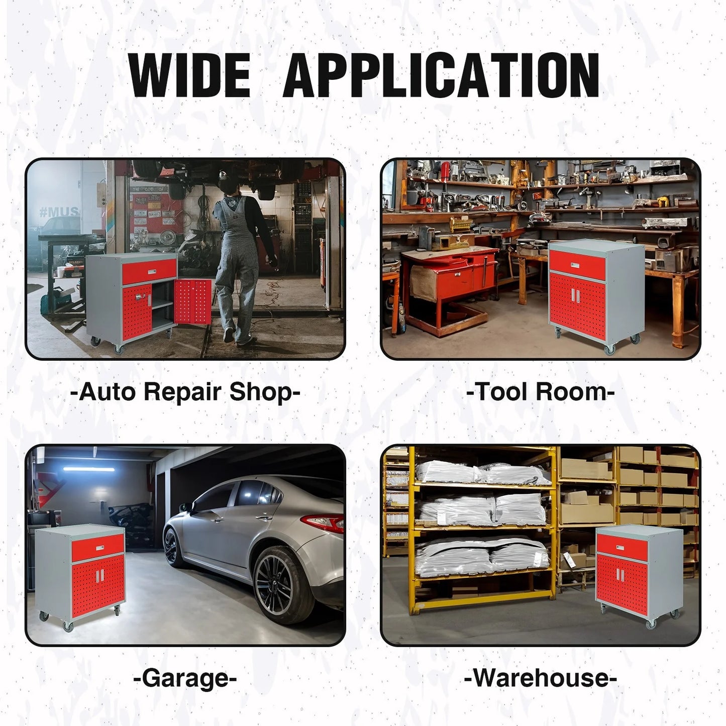 Tool Box Chest Cabinet Wheels Metal Rolling Auto Repair Storage w/Drawer, Red