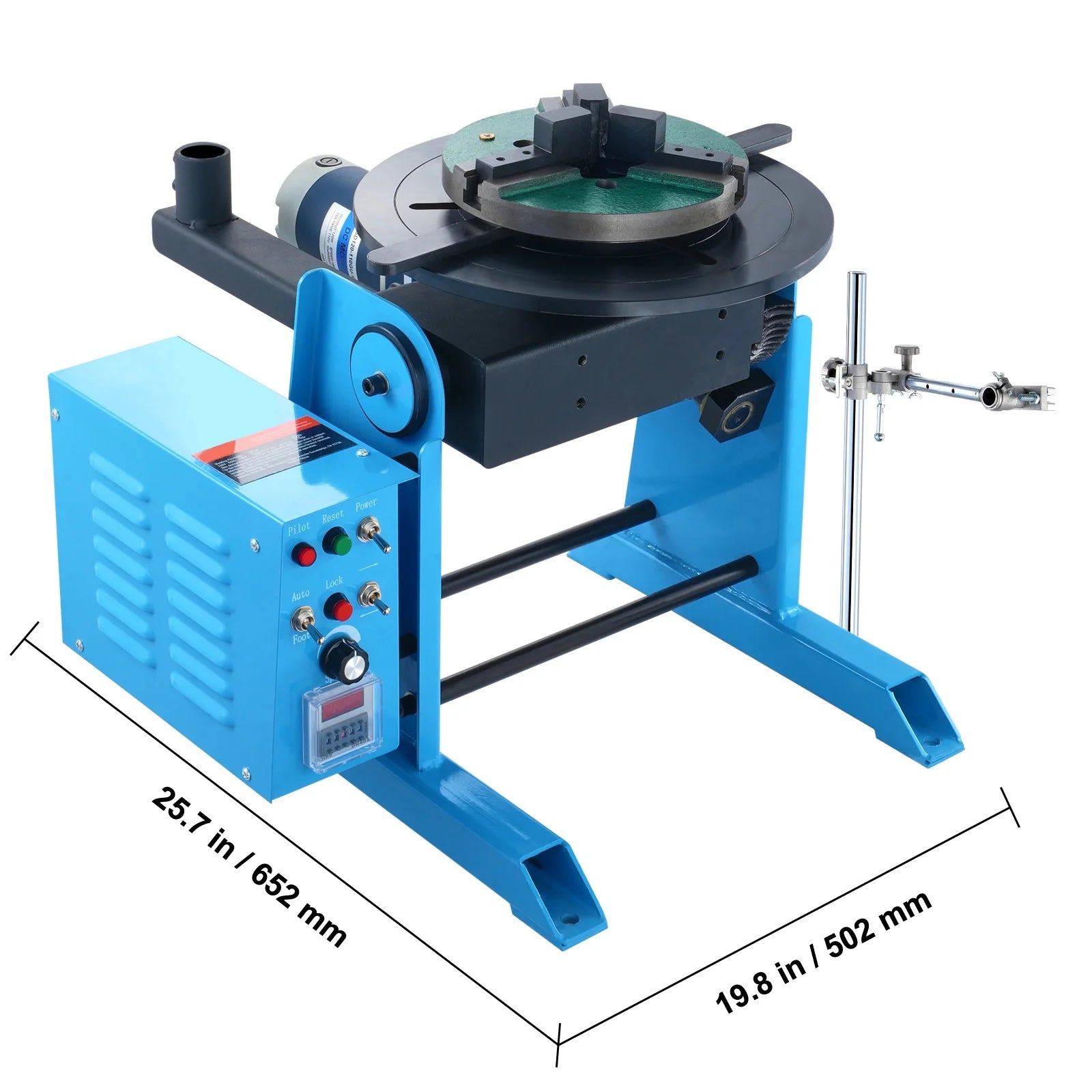 KFFKFF Rotational Welding Stand 50KG, Adjustable 0-90? Welding Turntable 0.5-6RPM 120W, Equipped with 12.4 Inch 3-Jaw Lathe Chuck & Welding Torch Support for Cutting, Grinding, Assembly, Testing