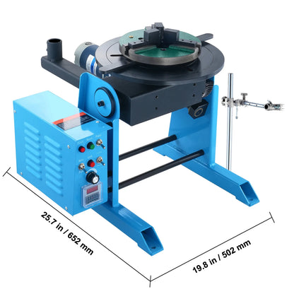 KFFKFF Rotational Welding Stand 50KG, Adjustable 0-90? Welding Turntable 0.5-6RPM 120W, Equipped with 12.4 Inch 3-Jaw Lathe Chuck & Welding Torch Support for Cutting, Grinding, Assembly, Testing