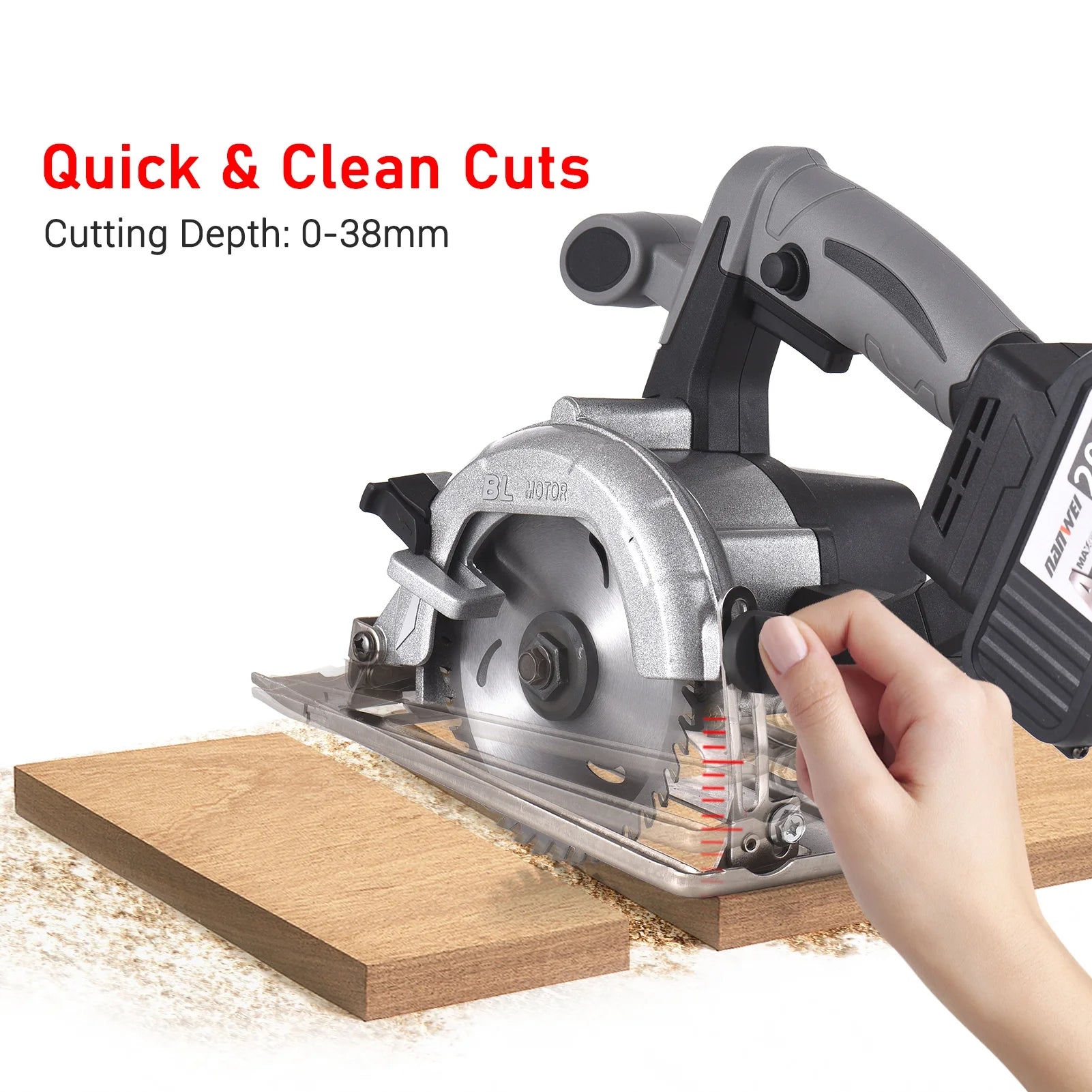 NANWEI Circular Saw Electric Saw 21V 7800RPM Cordless Brushless Tile Saw 45 Degree Adjustable Bevel Cutting with 110mm Blade