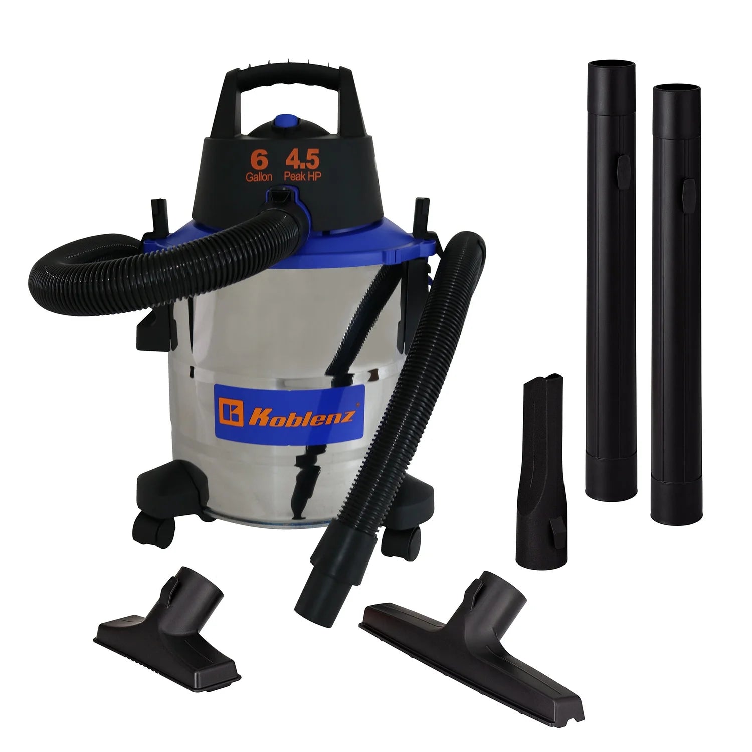 Koblenz 6-Gal. Portable Wet/Dry Vacuum with Blower, Stainless Steel and Blue, WD-6 L212 SS