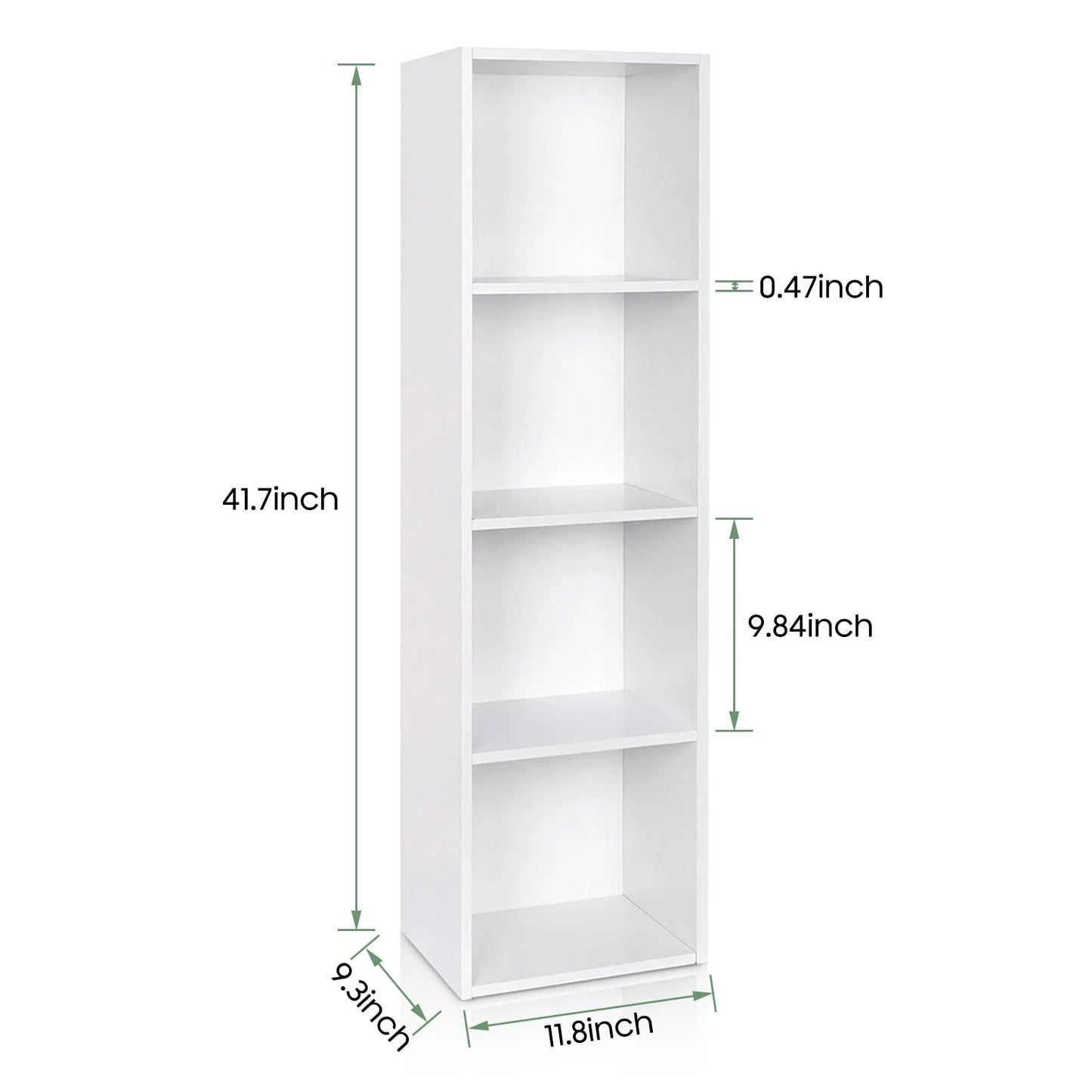Wooden Bookcase, 4 Shelf Narrow Bookcase Stand Cube Storage Unit Bookshelf CD Display Shelving Unit combination, Pure White