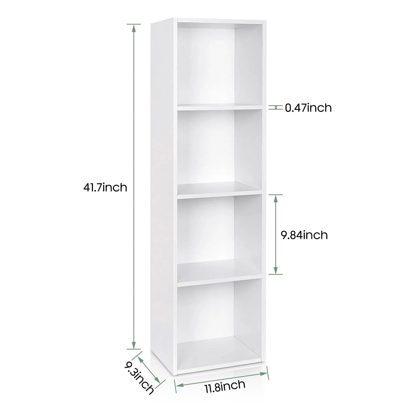 Wooden Bookcase, 4 Shelf Narrow Bookcase Stand Cube Storage Unit Bookshelf CD Display Shelving Unit combination, Pure White