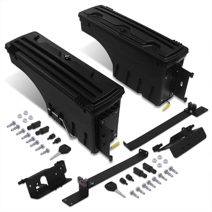 For 2002-2020 Dodge Ram 1500 2500 3500 (2-Piece) Rear Truck Bed Wheel Well Storage Case Tool Box Pair w/Lock+Key Set - Fleetside 03 04 05 06 07 08 09 10
