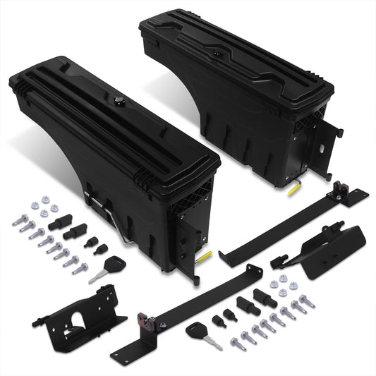 For 2002-2020 Dodge Ram 1500 2500 3500 (2-Piece) Rear Truck Bed Wheel Well Storage Case Tool Box Pair w/Lock+Key Set - Fleetside 03 04 05 06 07 08 09 10