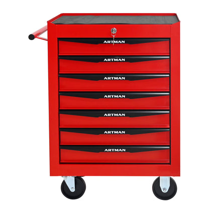 Rolling Steel Tool Chest with 7 Drawers, Ball Bearing Slides & 4-Wheel Mobility - Lockable Storage Cabinet for Workshop or Garage