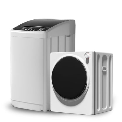 TABU Washer and Dryer Set, 17.6LBS Full Automatic Washing Machine & 8.8LBS Portable Dryer (Gray& White)