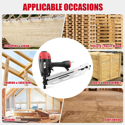 3PLUS HFN90SP 3-in-1 Air Framing Nailer with Adjustable Magazine for 21/28/34 Degree Nails