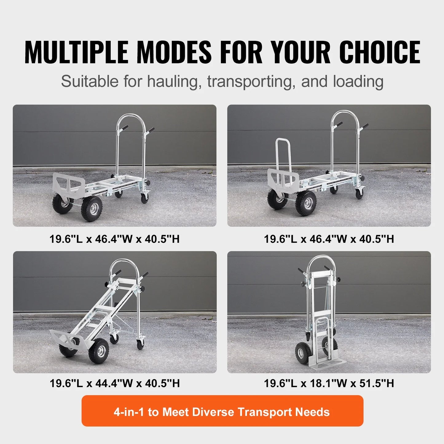 BENTISM Aluminum Hand Truck 4 in 1 Folding Dolly Cart 1000 lbs Capacity Heavy Duty