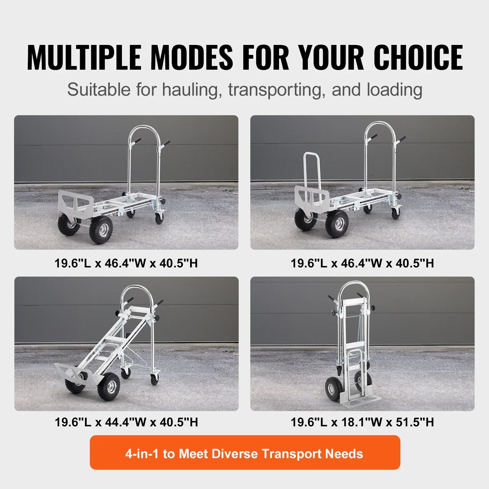 BENTISM Aluminum Hand Truck 4 in 1 Folding Dolly Cart 1000 lbs Capacity Heavy Duty
