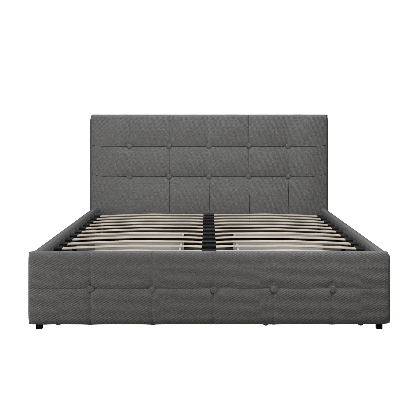 DHP Rose Tufted Upholstered Storage Bed Frame, Full, Gray Linen