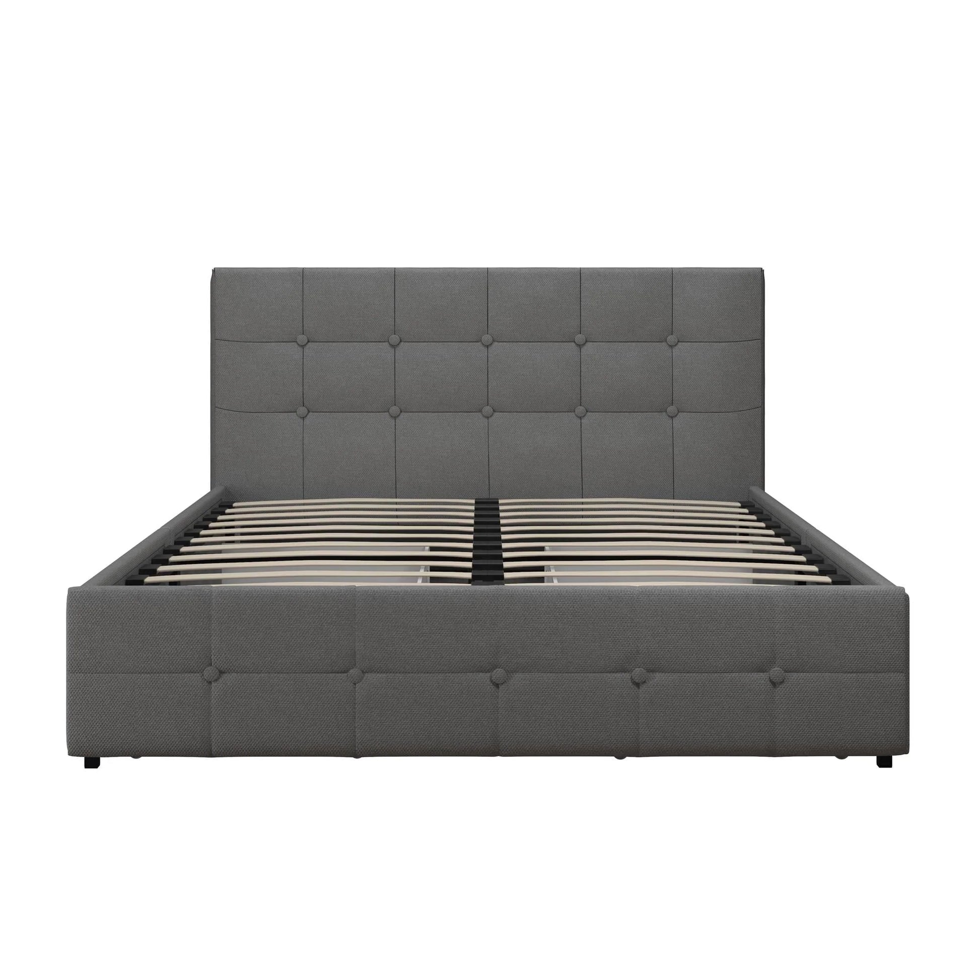 DHP Rose Tufted Upholstered Storage Bed Frame, Full, Gray Linen