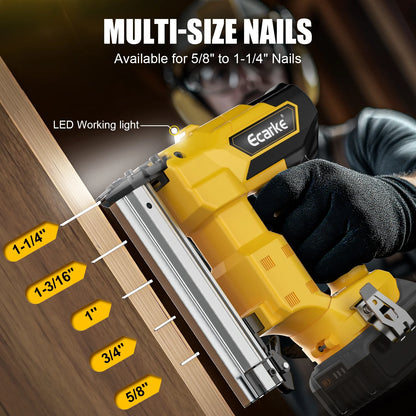 Cordless Brad Nailer Compatible with Dewalt 20V Battery: Brushless Electric Nail Gun with 1000 Nials - 2 Mode 18 Gauge Nail Gun,5/8 to 1-1/4 Inch for Upholstery Woodworking Carpentry(Tool Only)