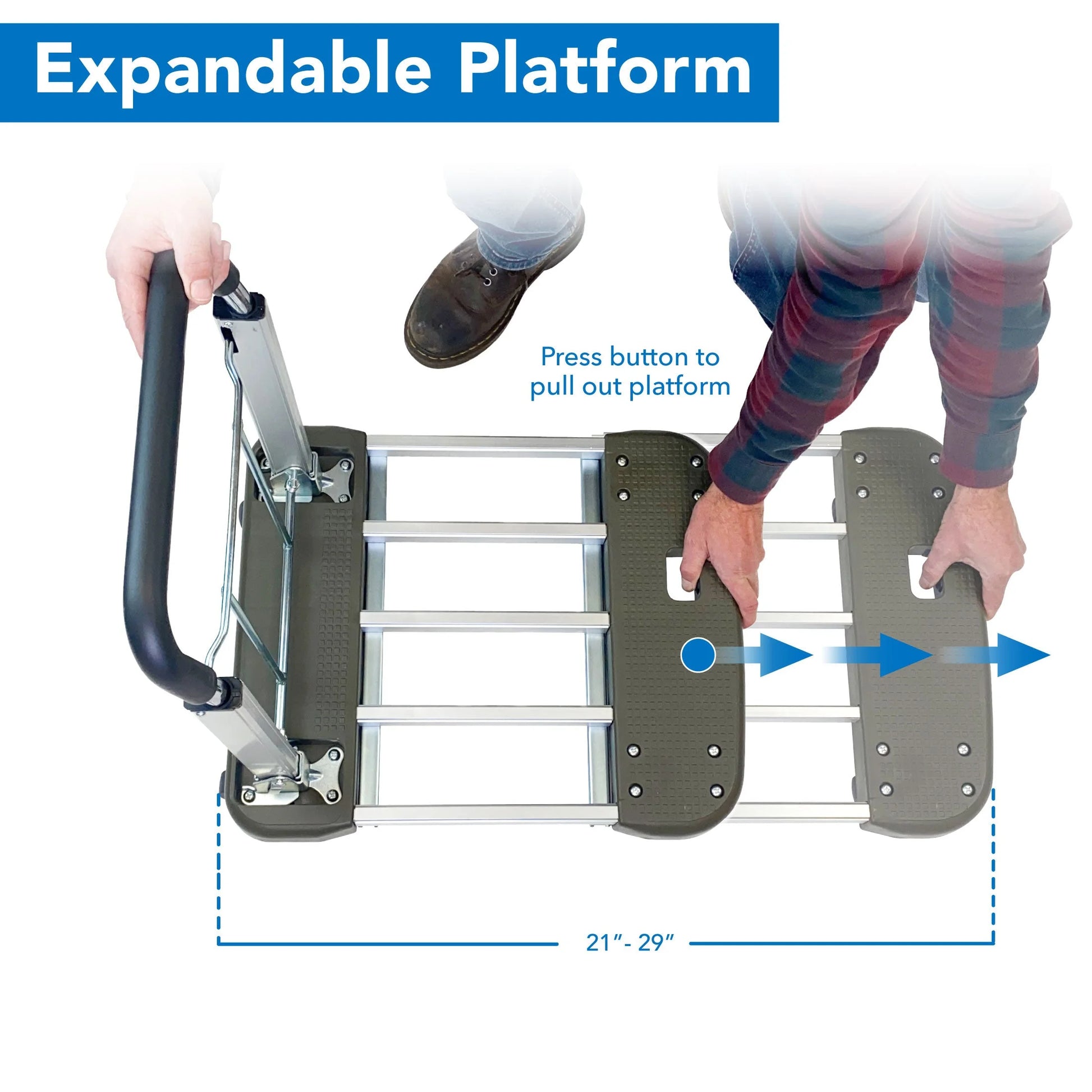 Mount-It! Folding Platform Hand Truck with Expandable Base | 330LBS Capacity
