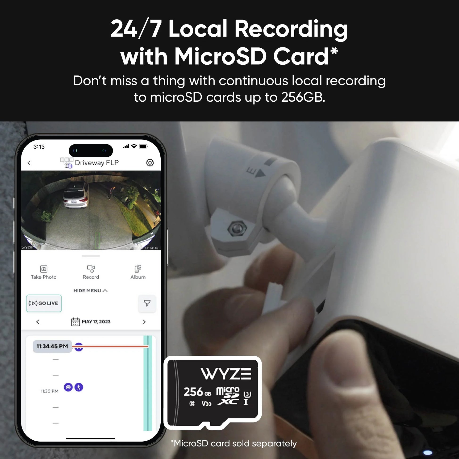 Wyze - Floodlight Camera Pro, 3000 Lumen LEDs, 180 in. Wide View, 2k HD Outdoor Wi-Fi Floodlight Home Security Camera - Black