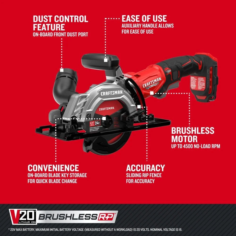 Craftsman V20 Brushless Rp 4.5 Inch Circular Saw (Bare Tool)