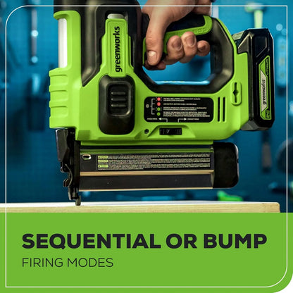 Greenworks 24V 18GA Brushless Brad Nailer, Cordless Staple Gun, Tool Only