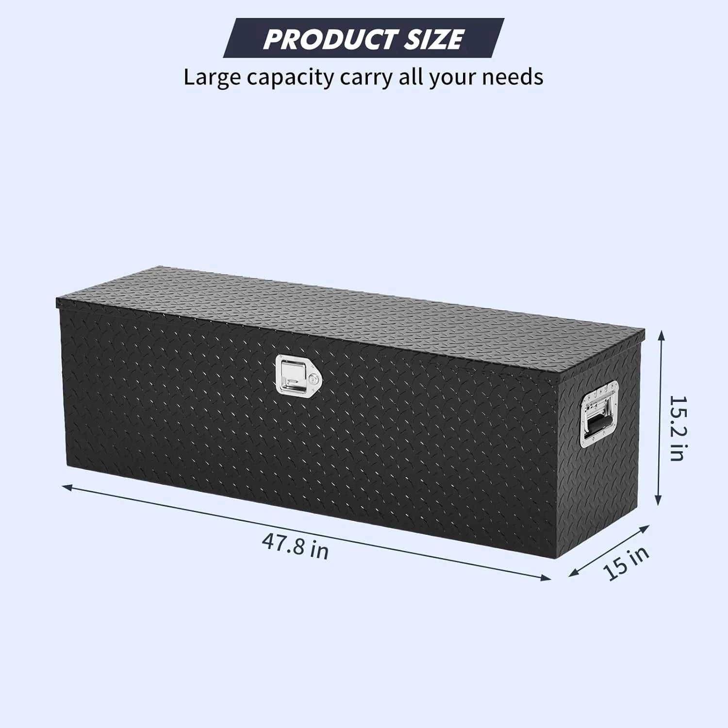 Mescukay 48" Aluminum Truck Tool Box for Pickup Truck Bed RV Toolbox, Heavy Duty Tool Storage Box, Waterproof Storage Organizer Chest with Handle and Lock, 48"x15"x15"