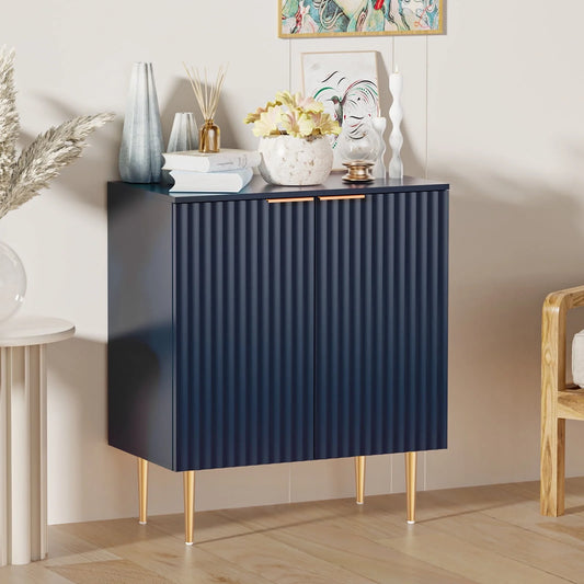 Boowill Sideboard Buffet Cabinet with Storage and Adjustable Shelves and Doors Kitchen Console Cabinet Blue Credenza Liquor Cabinets for Living Room, Office, Hallway