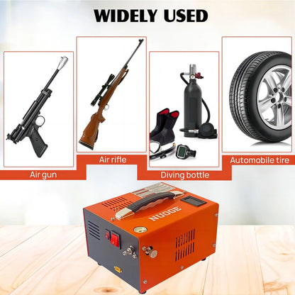 NUOGE Pcp Air Compressor,4500Psi 30Mpa Powered by Car 12V DC or Home 110V AC W/Converter