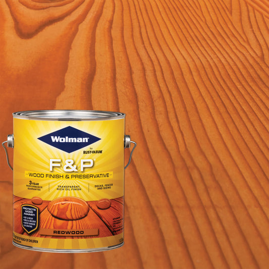 4 Pack, Redwood, Wolman F& P Exterior Wood Finish and Preservative Stain- Gallon