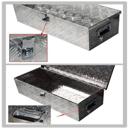 30 Trailer Tongue Tool Box Diamond Tread Aluminum Heavy Duty Truck Pick Up Underbody Flatbed RV Storage Organizer Handling Tools Weather Resistant w/Lock Sliver
