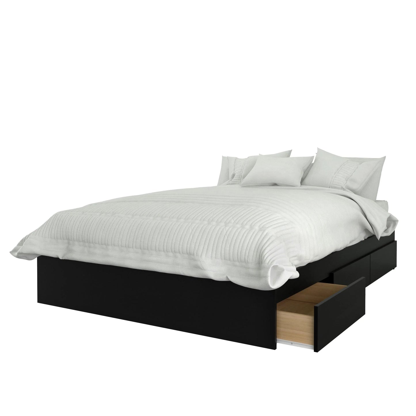 Nexera Corbo Storage Bed with Lateral Storage Headboard, Black
