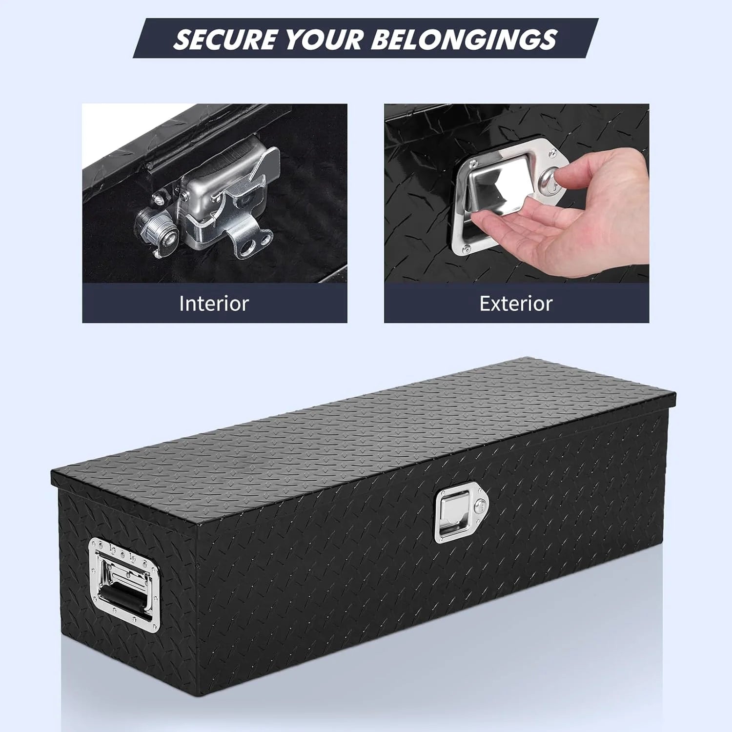 Mescukay 48" Aluminum Truck Tool Box for Pickup Truck Bed RV Toolbox, Heavy Duty Tool Storage Box, Waterproof Storage Organizer Chest with Handle and Lock, 48"x15"x15"
